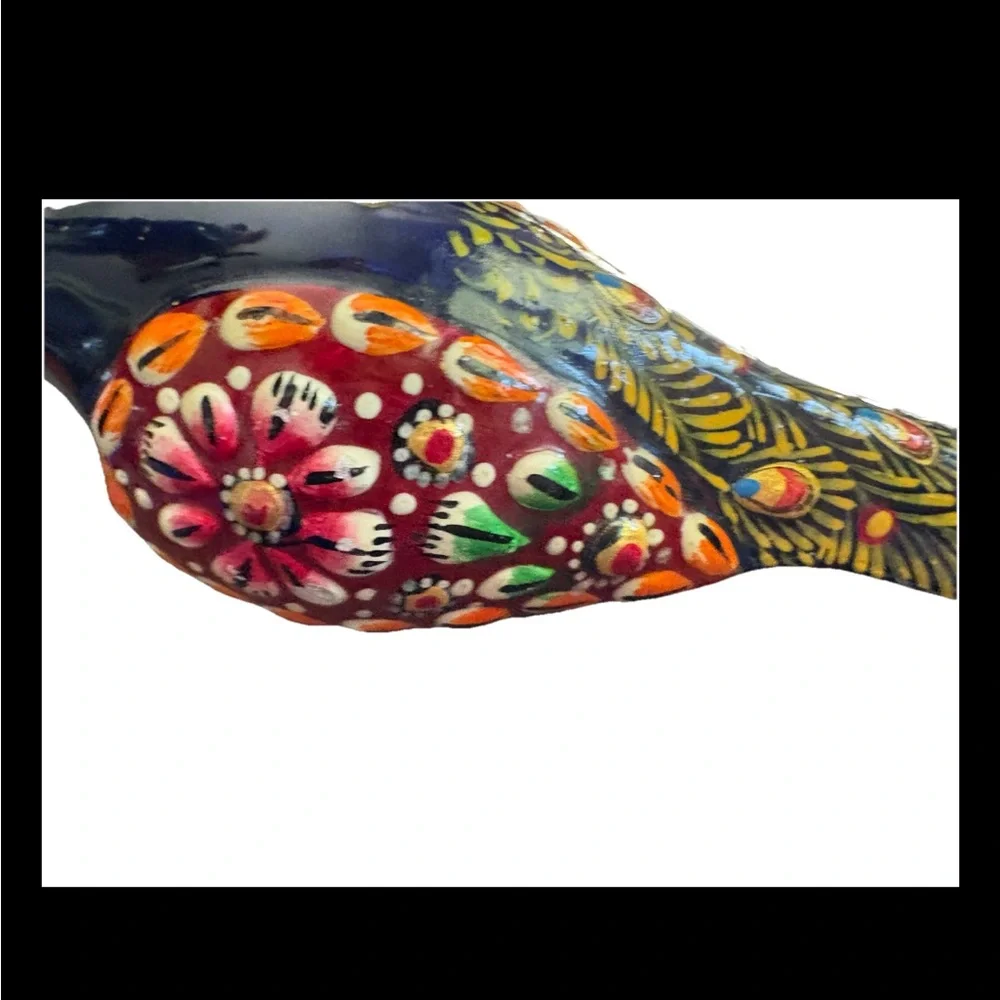 Colorful Peacock Bird Figurine metal
